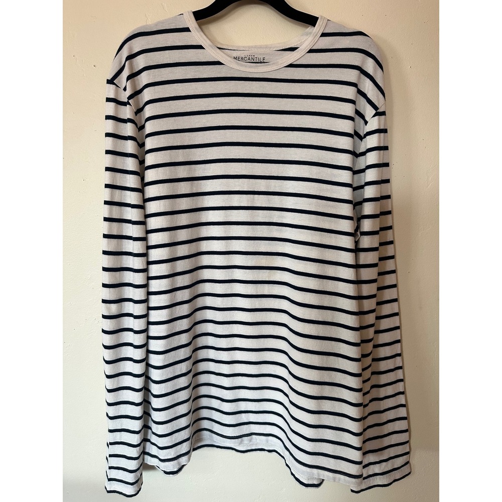 J. Crew Mercantile Women Large Striped Long Sleeve Broken-In Knit Cotton Tee